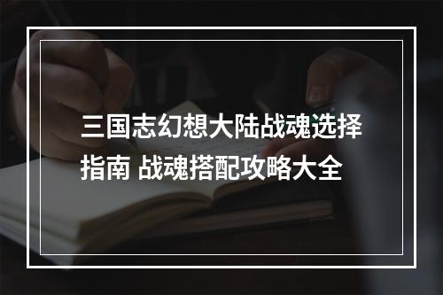 三国志幻想大陆战魂选择指南 战魂搭配攻略大全