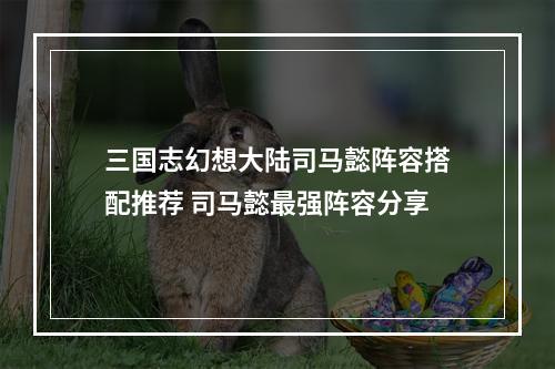 三国志幻想大陆司马懿阵容搭配推荐 司马懿最强阵容分享