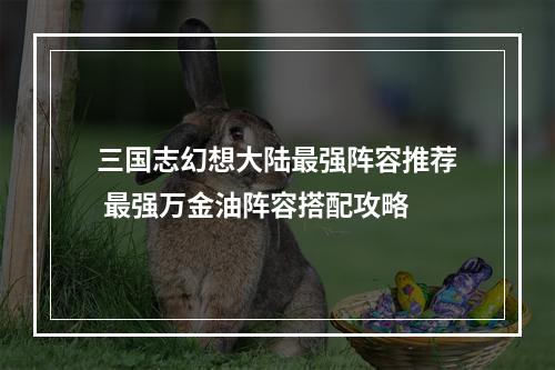 三国志幻想大陆最强阵容推荐 最强万金油阵容搭配攻略