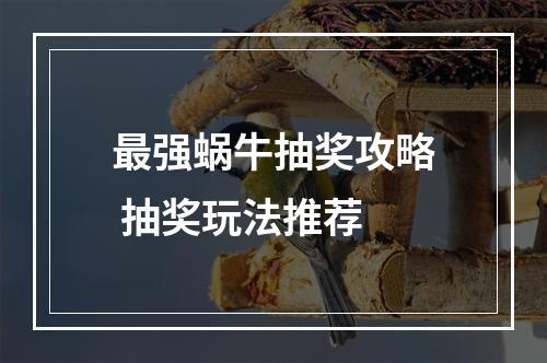 最强蜗牛抽奖攻略 抽奖玩法推荐