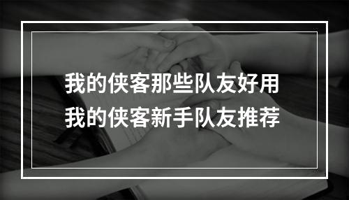 我的侠客那些队友好用 我的侠客新手队友推荐