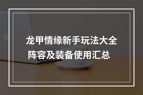 龙甲情缘新手玩法大全 阵容及装备使用汇总