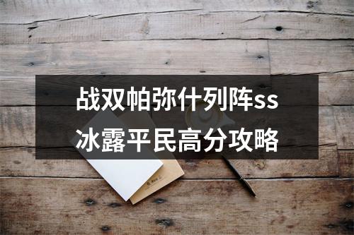 战双帕弥什列阵ss冰露平民高分攻略