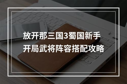 放开那三国3蜀国新手开局武将阵容搭配攻略