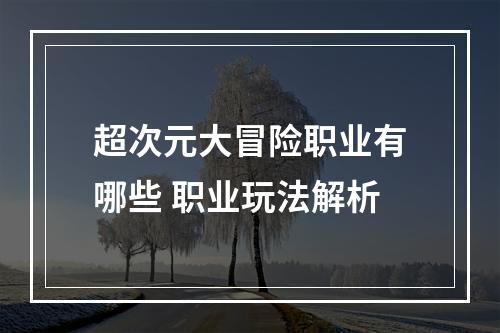 超次元大冒险职业有哪些 职业玩法解析