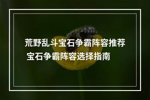 荒野乱斗宝石争霸阵容推荐 宝石争霸阵容选择指南