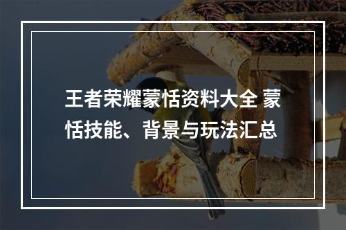 王者荣耀蒙恬资料大全 蒙恬技能、背景与玩法汇总