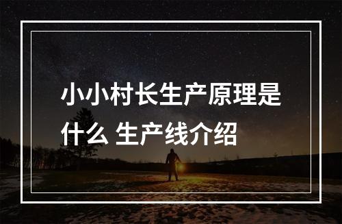 小小村长生产原理是什么 生产线介绍