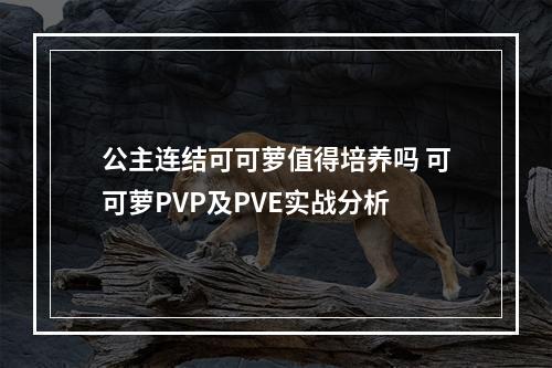 公主连结可可萝值得培养吗 可可萝PVP及PVE实战分析