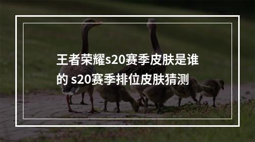 王者荣耀s20赛季皮肤是谁的 s20赛季排位皮肤猜测