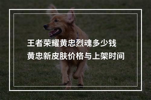 王者荣耀黄忠烈魂多少钱 黄忠新皮肤价格与上架时间