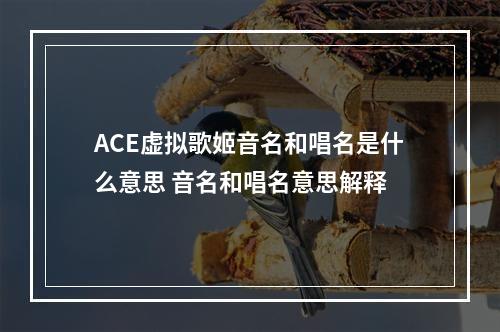 ACE虚拟歌姬音名和唱名是什么意思 音名和唱名意思解释