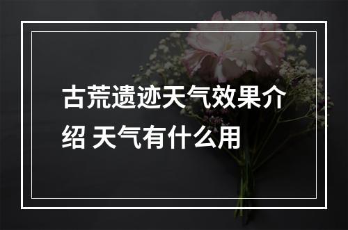 古荒遗迹天气效果介绍 天气有什么用