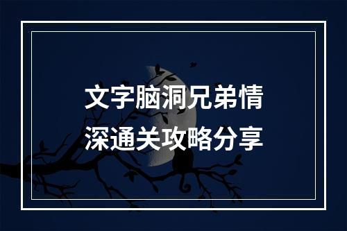 文字脑洞兄弟情深通关攻略分享