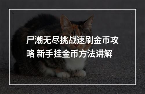 尸潮无尽挑战速刷金币攻略 新手挂金币方法讲解