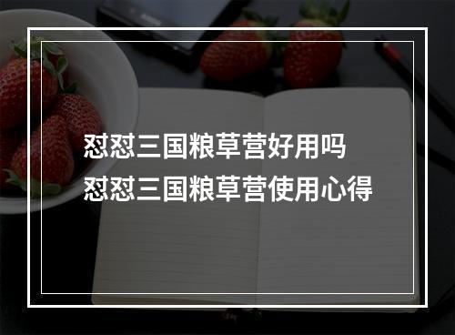 怼怼三国粮草营好用吗 怼怼三国粮草营使用心得