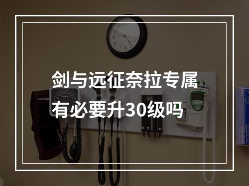 剑与远征奈拉专属有必要升30级吗