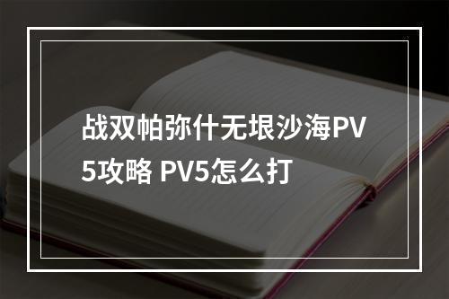 战双帕弥什无垠沙海PV5攻略 PV5怎么打