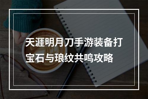 天涯明月刀手游装备打宝石与琅纹共鸣攻略