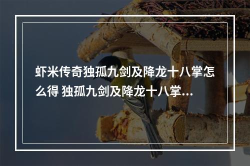 虾米传奇独孤九剑及降龙十八掌怎么得 独孤九剑及降龙十八掌获取方法介绍