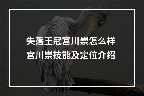 失落王冠宫川崇怎么样 宫川崇技能及定位介绍