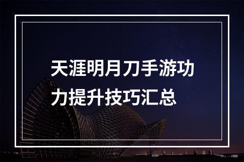 天涯明月刀手游功力提升技巧汇总