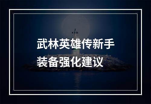 武林英雄传新手装备强化建议