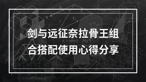 剑与远征奈拉骨王组合搭配使用心得分享