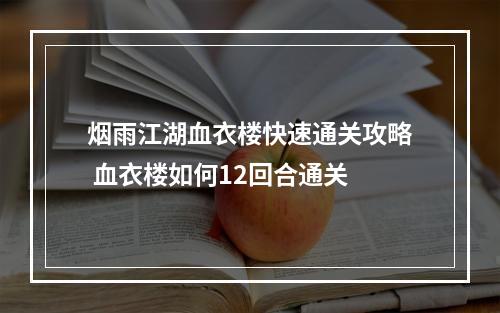 烟雨江湖血衣楼快速通关攻略 血衣楼如何12回合通关