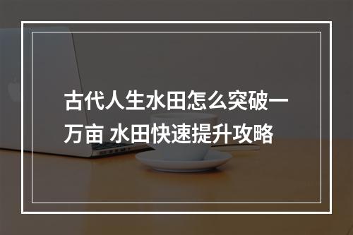 古代人生水田怎么突破一万亩 水田快速提升攻略