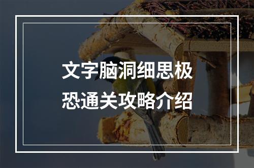 文字脑洞细思极恐通关攻略介绍