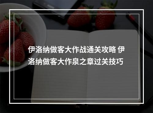 伊洛纳做客大作战通关攻略 伊洛纳做客大作泉之章过关技巧