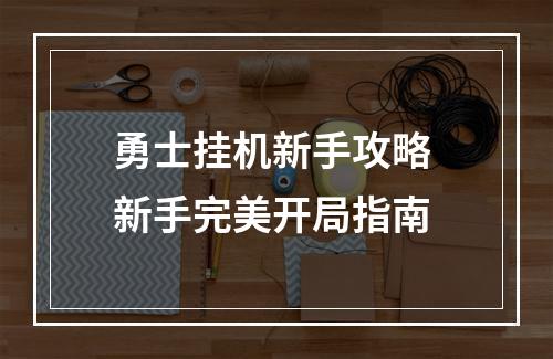 勇士挂机新手攻略 新手完美开局指南