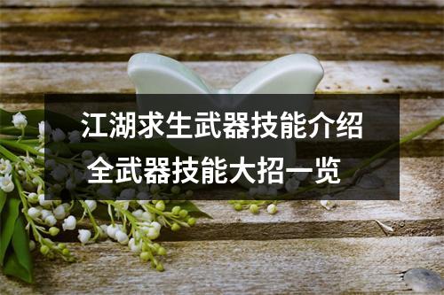 江湖求生武器技能介绍 全武器技能大招一览