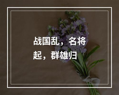 战国乱，名将起，群雄归