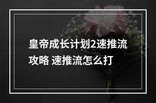 皇帝成长计划2速推流攻略 速推流怎么打