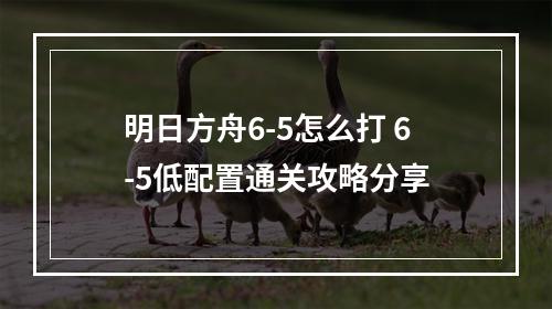 明日方舟6-5怎么打 6-5低配置通关攻略分享