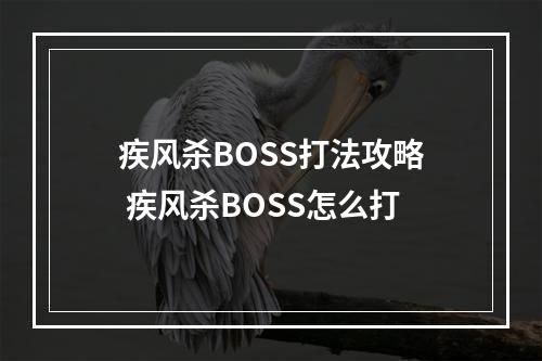 疾风杀BOSS打法攻略 疾风杀BOSS怎么打