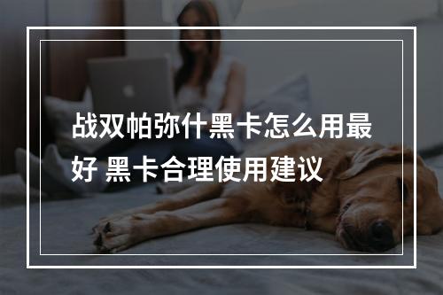 战双帕弥什黑卡怎么用最好 黑卡合理使用建议