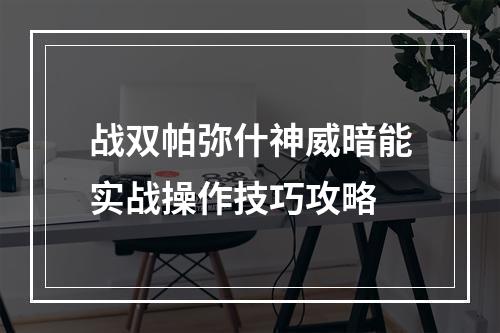 战双帕弥什神威暗能实战操作技巧攻略