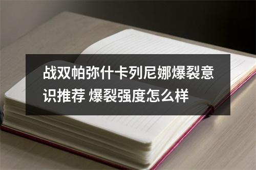 战双帕弥什卡列尼娜爆裂意识推荐 爆裂强度怎么样