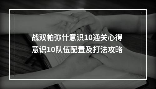 战双帕弥什意识10通关心得 意识10队伍配置及打法攻略