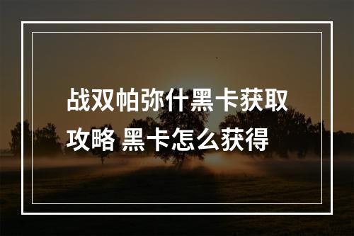 战双帕弥什黑卡获取攻略 黑卡怎么获得