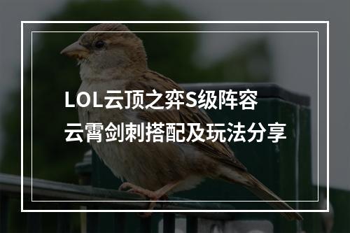 LOL云顶之弈S级阵容云霄剑刺搭配及玩法分享