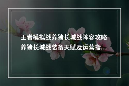 王者模拟战养猪长城战阵容攻略 养猪长城战装备天赋及运营指南