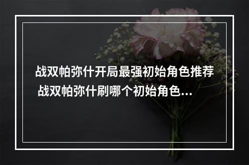 战双帕弥什开局最强初始角色推荐 战双帕弥什刷哪个初始角色好