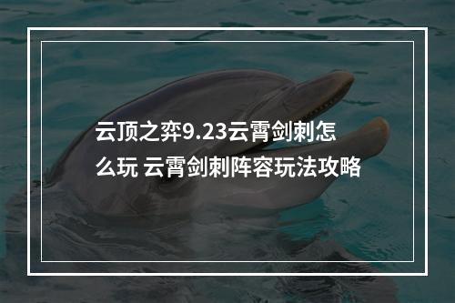 云顶之弈9.23云霄剑刺怎么玩 云霄剑刺阵容玩法攻略