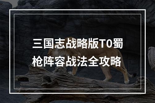 三国志战略版T0蜀枪阵容战法全攻略