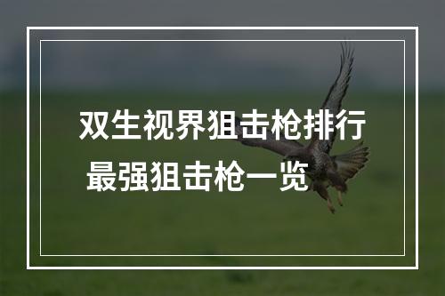 双生视界狙击枪排行 最强狙击枪一览