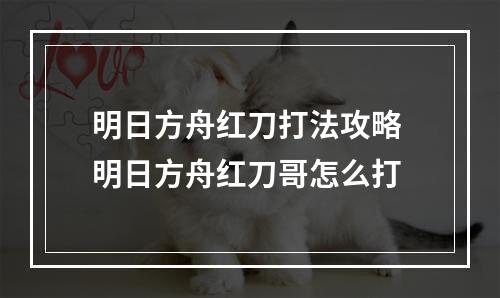 明日方舟红刀打法攻略 明日方舟红刀哥怎么打